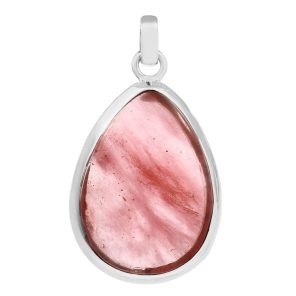 Strawberry Quartz 1.5" Sterling Silver Pendant 925 (RS111-18)