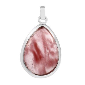 Strawberry Quartz 1.5" Sterling Silver Pendant 925 (RS111-19)