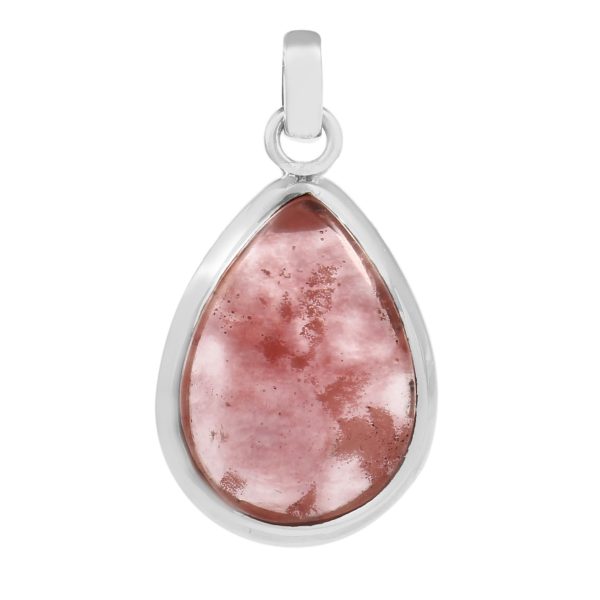Strawberry Quartz 1.5" Sterling Silver Pendant 925 (RS111-20)