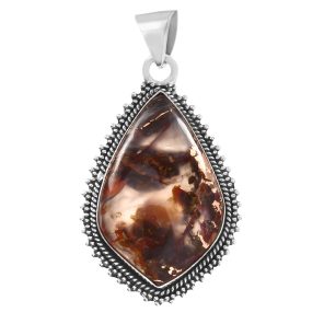 Copper Chrysocolla 1.6" Sterling Silver Pendant 925 (RS111-77)