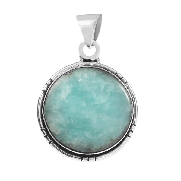 Peruvian Amazonite 1.25" Sterling Silver Pendant 925 (RS111-66)