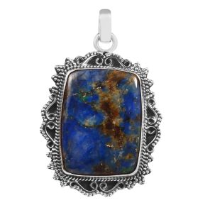 Azurite Turquoise 2" Sterling Silver Pendant 925 (RS111-111)