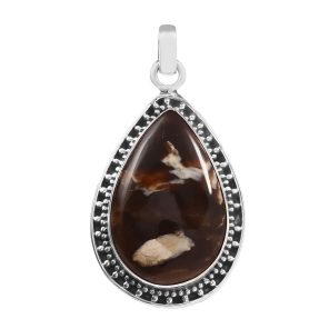 Peanut Wood Jasper 1.8" Sterling Silver Pendant 925 (RS111-116)