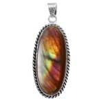 Purple labradorite 2" Sterling Silver Pendant 925 (RS111-38)