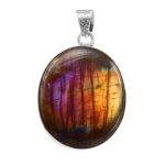 Purple labradorite 1.5" Sterling Silver Pendant 925 (RS111-36)