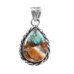 Spiny Oyster Turquoise 1" Sterling Silver Pendant 925 (RS110-184)