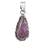 Charoite 1.25" Sterling Silver Pendant 925 (RS110-185)
