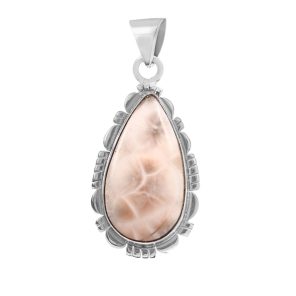 Natrolite (Pink Larimar) 1.5" Sterling Silver Pendant 925 (RS110-130)