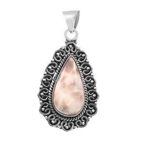 Natrolite (Pink Larimar) 1.5" Sterling Silver Pendant 925 (RS110-141)