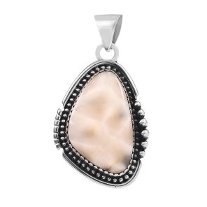 Natrolite (Pink Larimar) 1.5" Sterling Silver Pendant 925 (RS110-132)