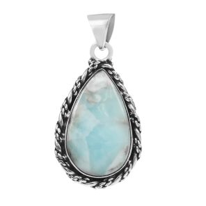 Larimar 1.3" Sterling Silver Pendant 925 (RS113-2)