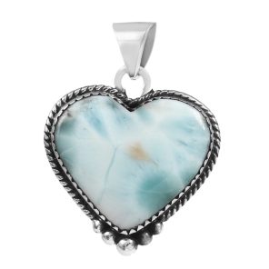 Larimar 1.25" Sterling Silver Pendant 925 (RS113-6)