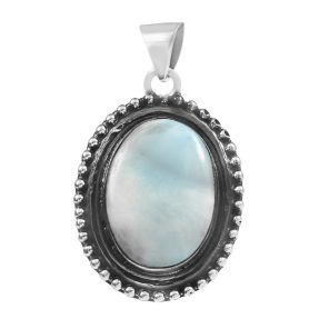 Larimar 1.5" Sterling Silver Pendant 925 (RS113-7)