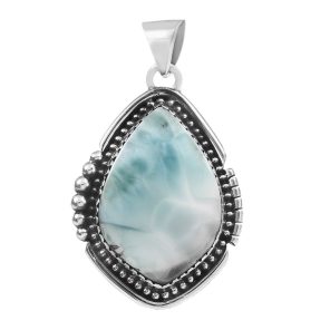 Larimar 1.5" Sterling Silver Pendant 925 (RS113-11)