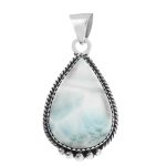 Larimar 1.5" Sterling Silver Pendant 925 (RS113-9)