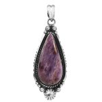 Charoite 1.5" Sterling Silver Pendant 925 (RS110-199)