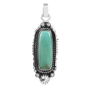 Kingman Turquoise 1.5" Sterling Silver Pendant 925 (RS110-190)
