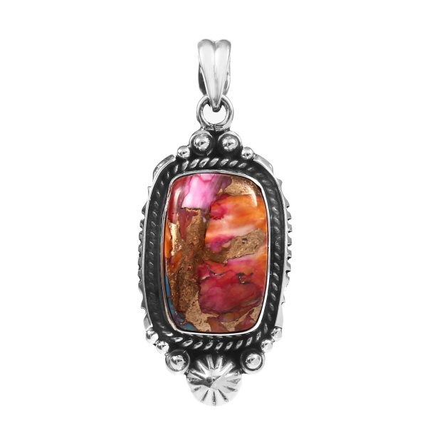 Spiny Oyster Turquoise 1.3" Sterling Silver Pendant 925 (RS110-207)