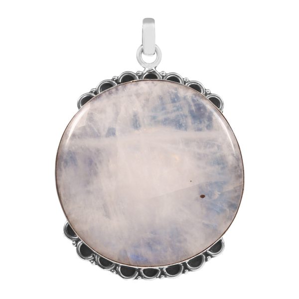 Rainbow Moonstone 2" 925 Sterling Silver Pendant (RS113-89)