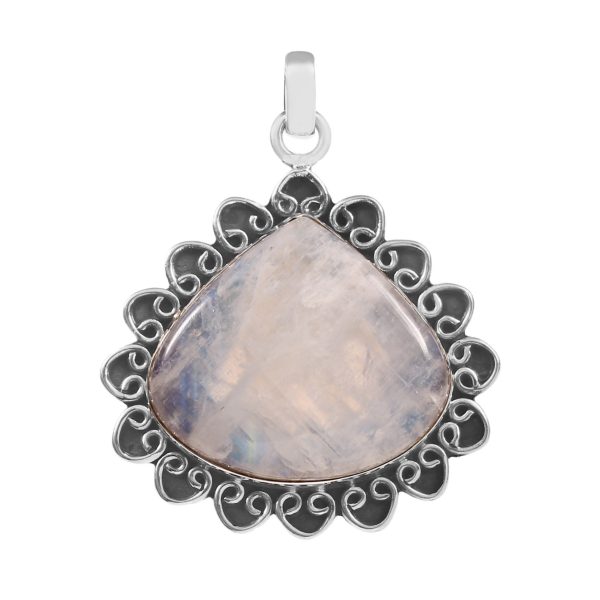 Rainbow Moonstone 1.5" 925 Sterling Silver Pendant (RS113-91)