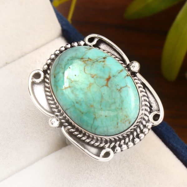 Kingman Turquoise Ring Size US 9 Sterling Silver 925 (RS110-65)
