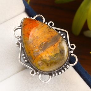 Bumble Bee Jasper Ring Size US 8 Sterling Silver 925 (RS110-57)