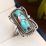 Morenci Turquoise Ring Size US 8 Sterling Silver 925 (RS110-80)