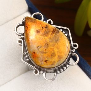 Bumble Bee Jasper Ring Size US 7 Sterling Silver 925 (RS110-59)