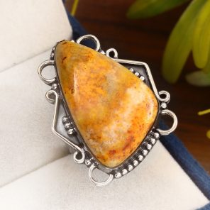 Bumble Bee Jasper Ring Size US 10 Sterling Silver 925 (RS110-60)