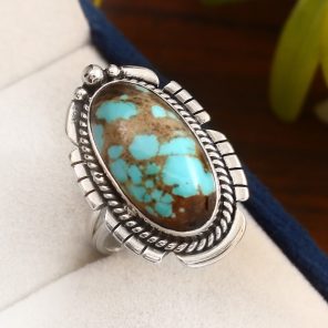 Kingman Turquoise Ring Size US 8 Sterling Silver 925 (RS110-74)