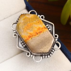 Bumble Bee Jasper Ring Size US 8 Sterling Silver 925 (RS110-61)
