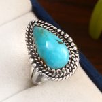 Kingman Turquoise Ring Size US 7 Sterling Silver 925 (RS110-69)