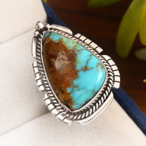 Kingman Turquoise Ring Size US 8 Sterling Silver 925 (RS110-75)