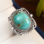 Kingman Turquoise Ring Size US 9 Sterling Silver 925 (RS110-71)