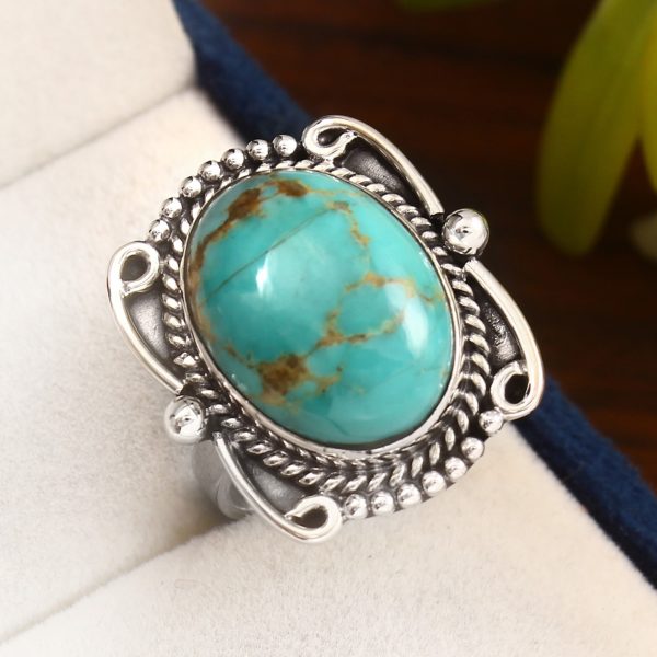 Kingman Turquoise Ring Size US 9 Sterling Silver 925 (RS110-71)