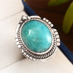 Kingman Turquoise Ring Size US 7 Sterling Silver 925 (RS110-76)