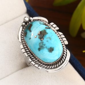 Morenci Turquoise Ring Size US 9 Sterling Silver 925 (RS110-85)