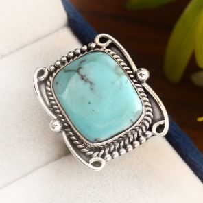 Morenci Turquoise Ring Size US 6 Sterling Silver 925 (RS110-83)