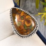 Fruit Jasper Ring Size US 10 925 Sterling Silver (RS113-150)