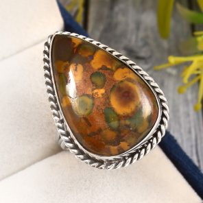 Fruit Jasper Ring Size US 10 925 Sterling Silver (RS113-150)