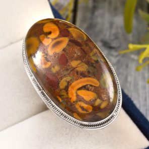 Fruit Jasper Ring Size US 11 925 Sterling Silver (RS113-151)