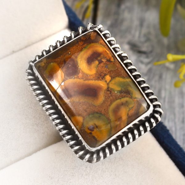 Fruit Jasper Ring Size US 10 925 Sterling Silver (RS113-153)