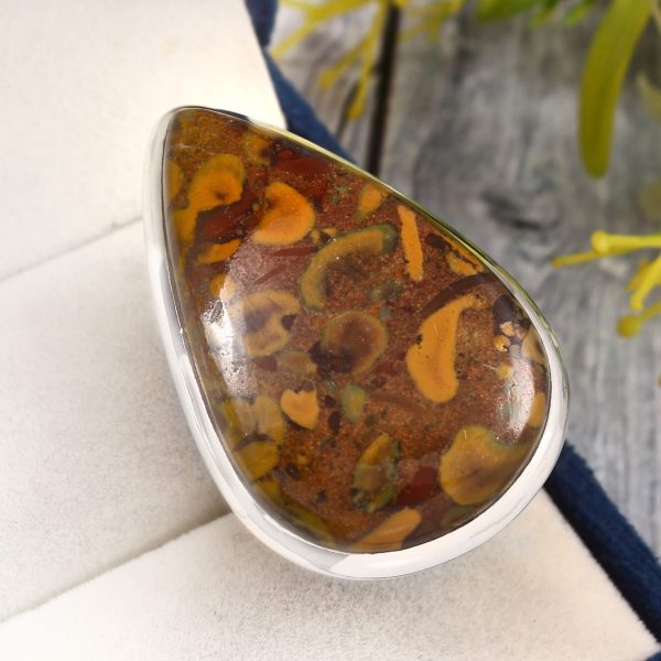 Fruit Jasper Ring Size US 8 925 Sterling Silver (RS113-140)