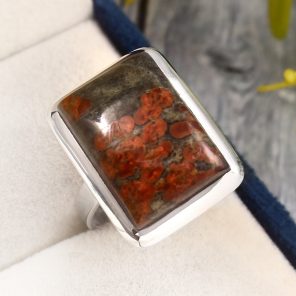 Fruit Jasper Ring Size US 9 925 Sterling Silver (RS113-148)