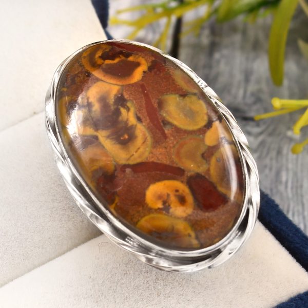 Fruit Jasper Ring Size US 10 925 Sterling Silver (RS113-155)