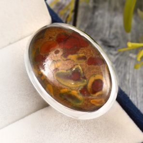 Fruit Jasper Ring Size US 8 925 Sterling Silver (RS113-142)