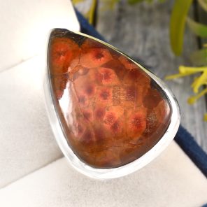 Fruit Jasper Ring Size US 11 925 Sterling Silver (RS113-143)