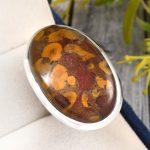 Fruit Jasper Ring Size US 8 925 Sterling Silver (RS113-144)