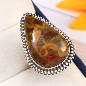 Fruit Jasper Ring Size US 8 925 Sterling Silver (RS113-161)