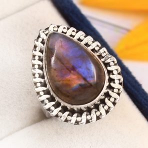 Purple Labradorite Ring Size US 6 Sterling Silver 925 (RS110-86)